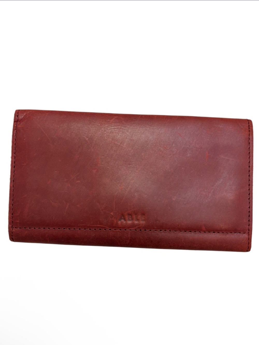 Able red leather clutch wallet